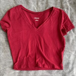 Wild Fable Red V-Neck Crop Top